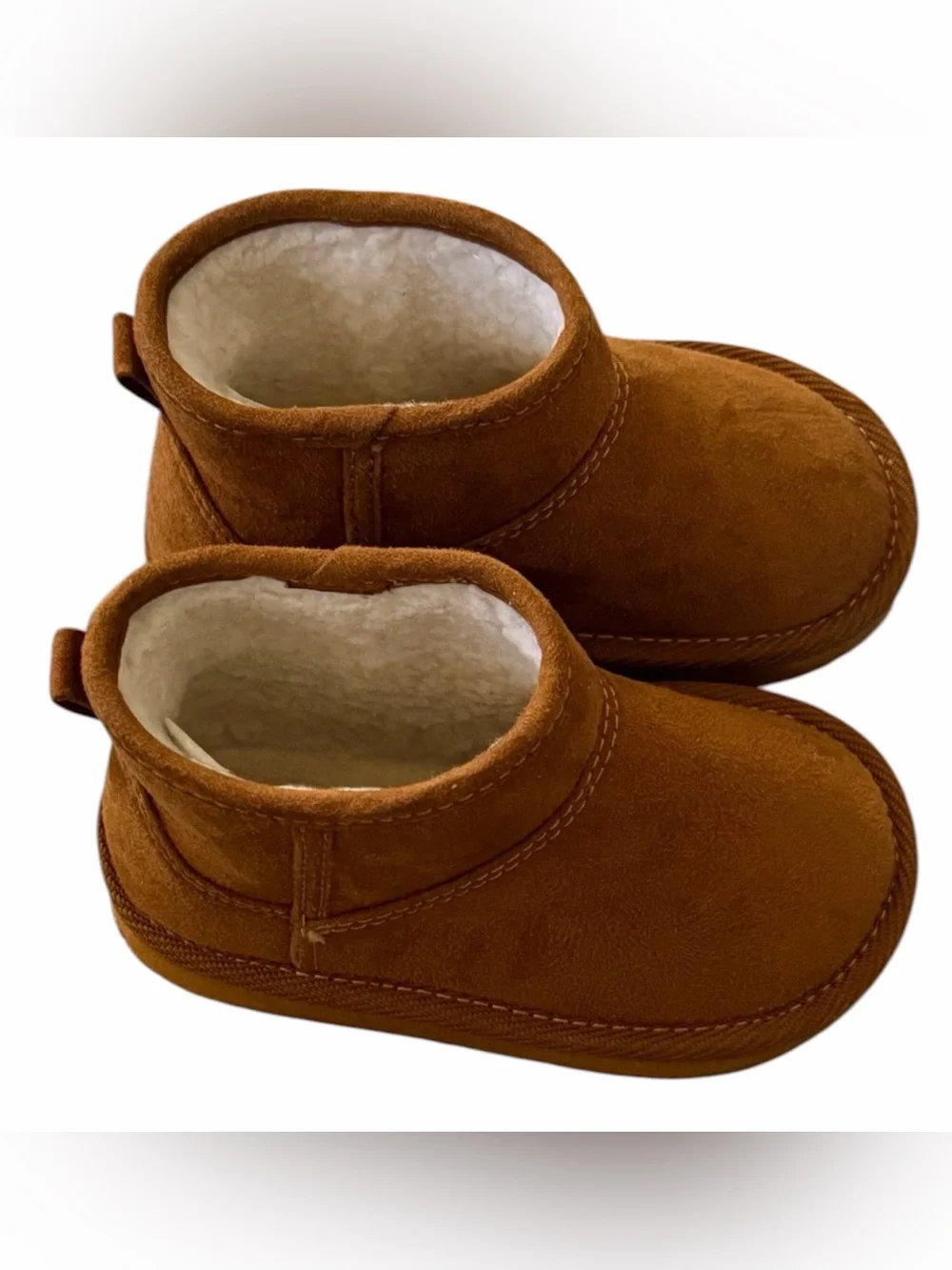 BABY GAP Sz 7 Chestnut faux Suede Fleece-Lined Baby Booties